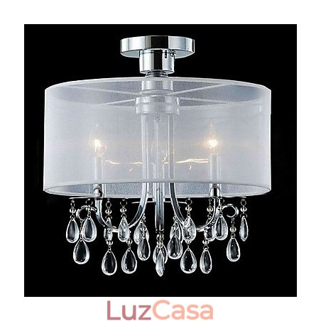 Luminária embutida de cristal elegante com 3 luzes em tecido Luminária embutida de cristal elegante com 3 luzes em tecido