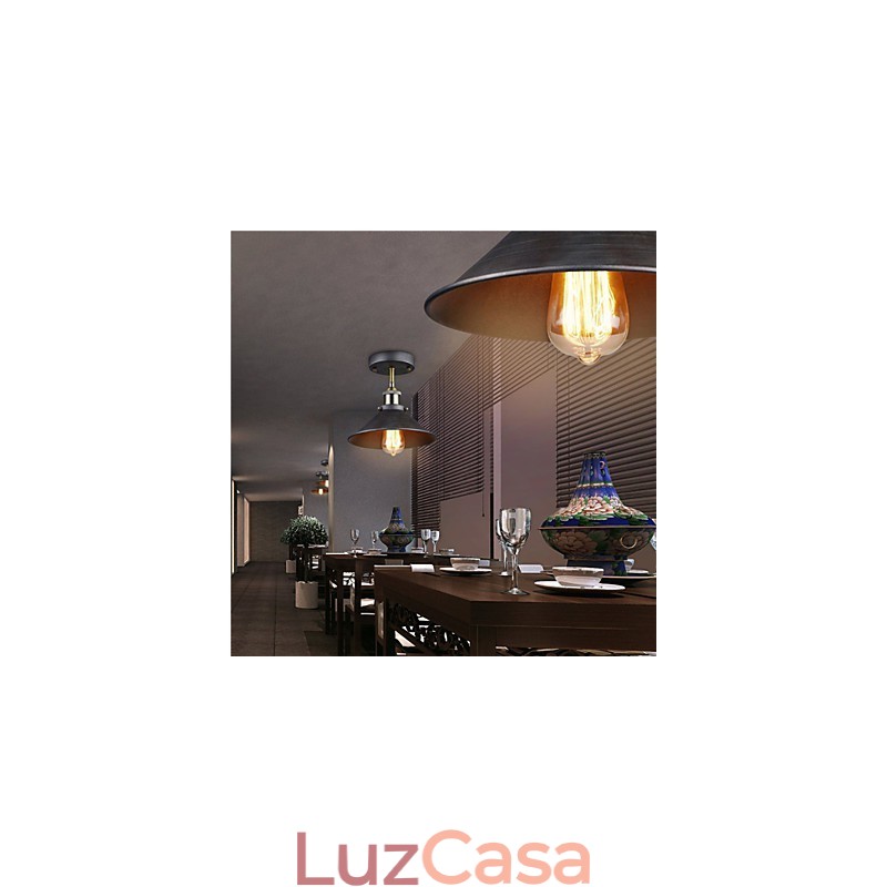 Mini luminária de teto Edison vintage 1 luz de metal embutida
