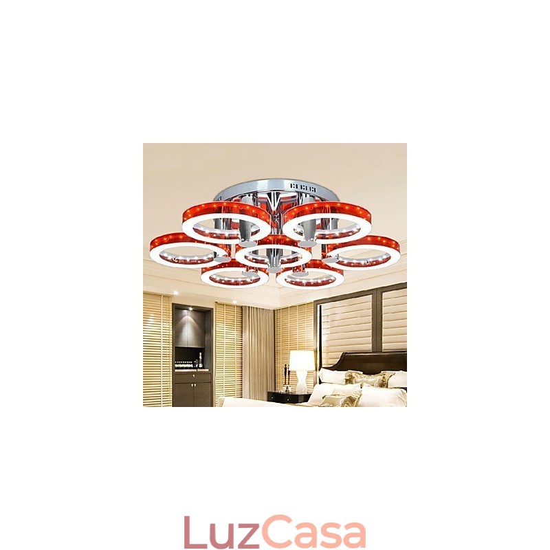 Lustre de acrílico vermelho com 7 luzes (cromado)