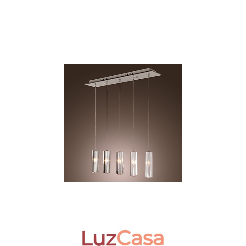 Luminária pendente moderna contemporânea de cristal cromado em metal