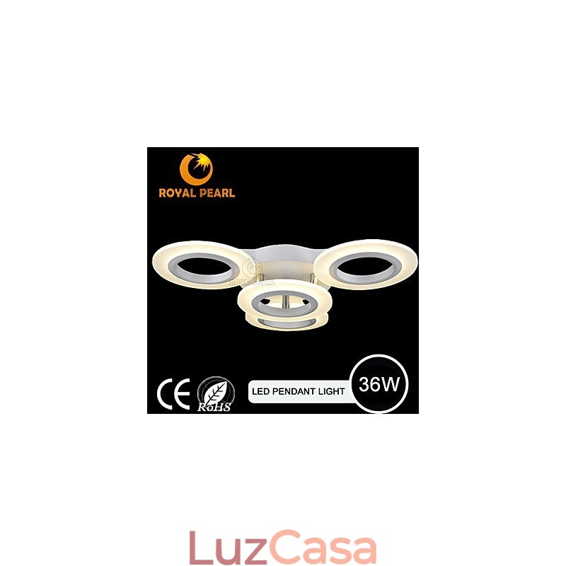 Luminária pendente moderna com quatro cabeças, luz circular acrílica