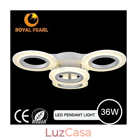 Luminária pendente moderna com quatro cabeças, luz circular acrílica