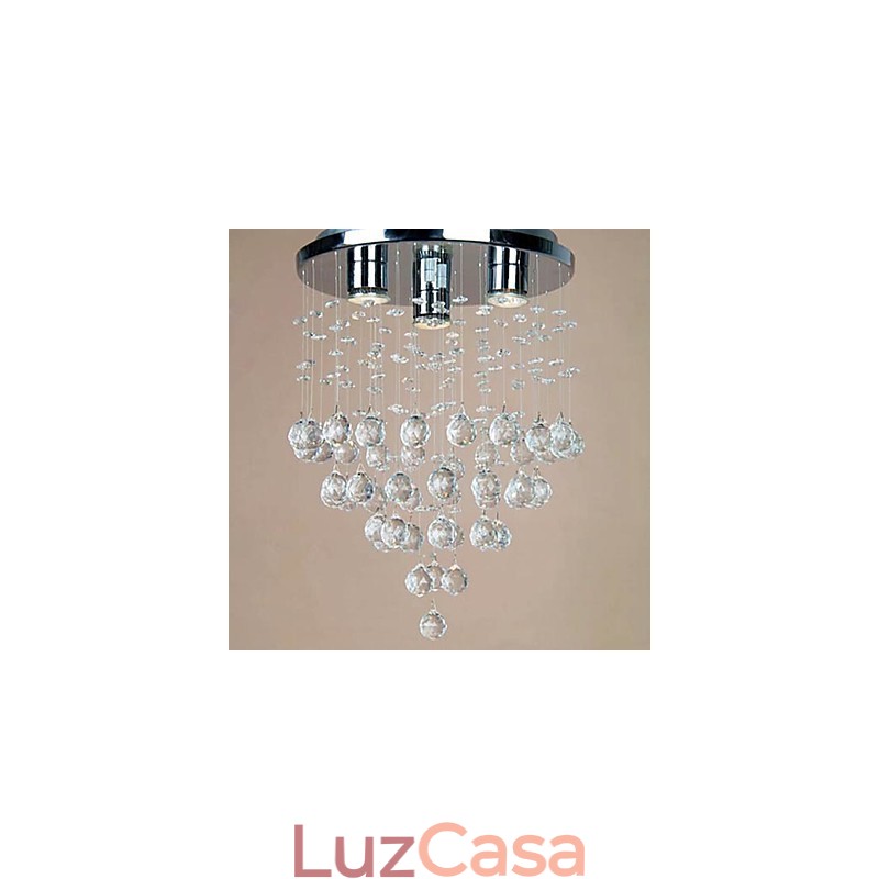 Luminária embutida de cristal com 3 luzes