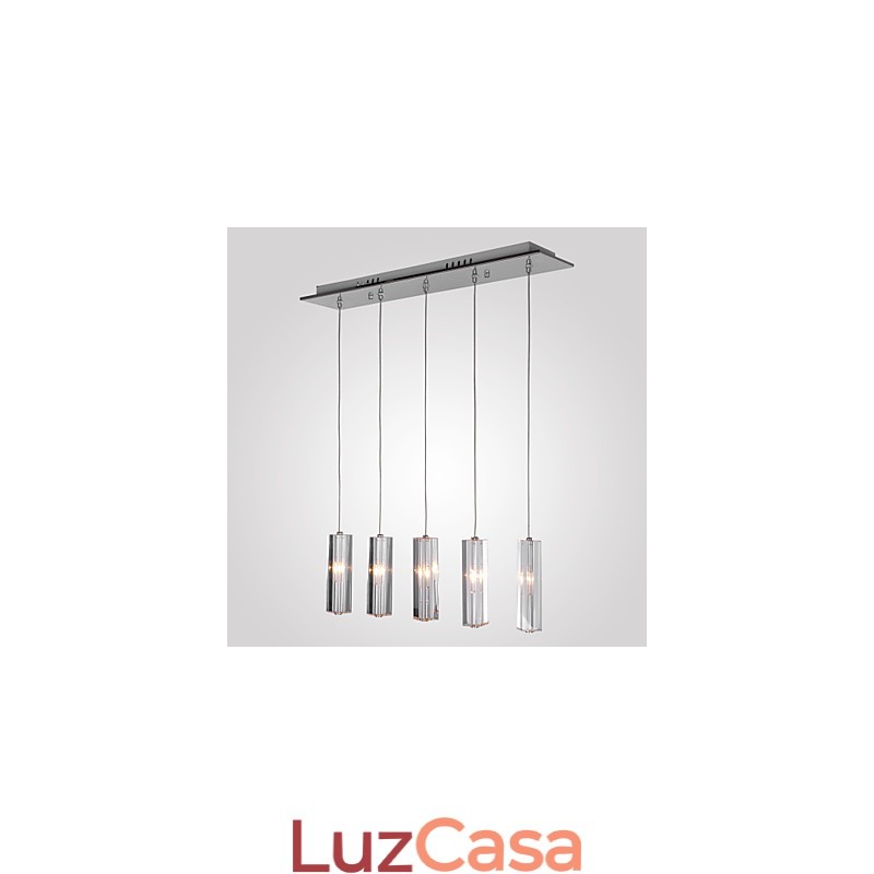 Luminária pendente moderna contemporânea de cristal cromado em metal