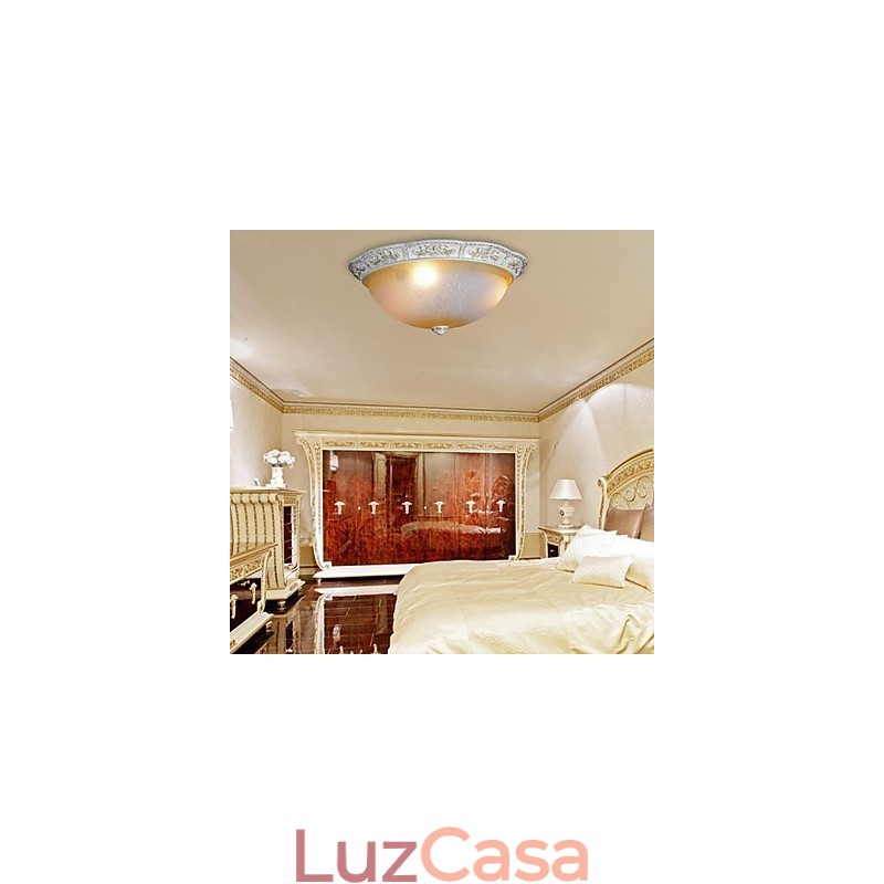Branco Flush Mount Amarelo Claro Branco Vidro Resina Padrão Escultura Clássico Europeu