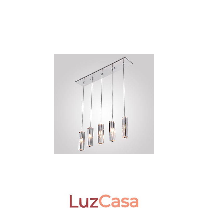 Luminária pendente moderna contemporânea de cristal cromado em metal