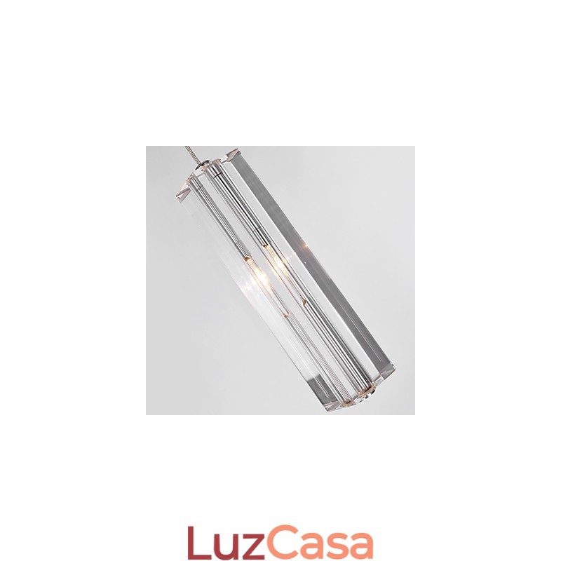 Luminária pendente moderna contemporânea de cristal cromado em metal