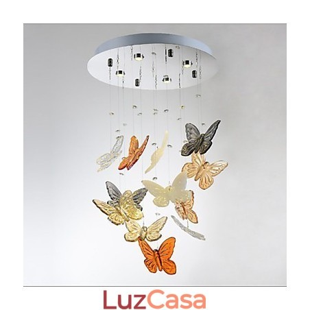 Luminária de Cristal Circular Borboleta Luminária de Cristal 4 Luminária de Cristal Circular Borboleta Luminária de Cristal 4