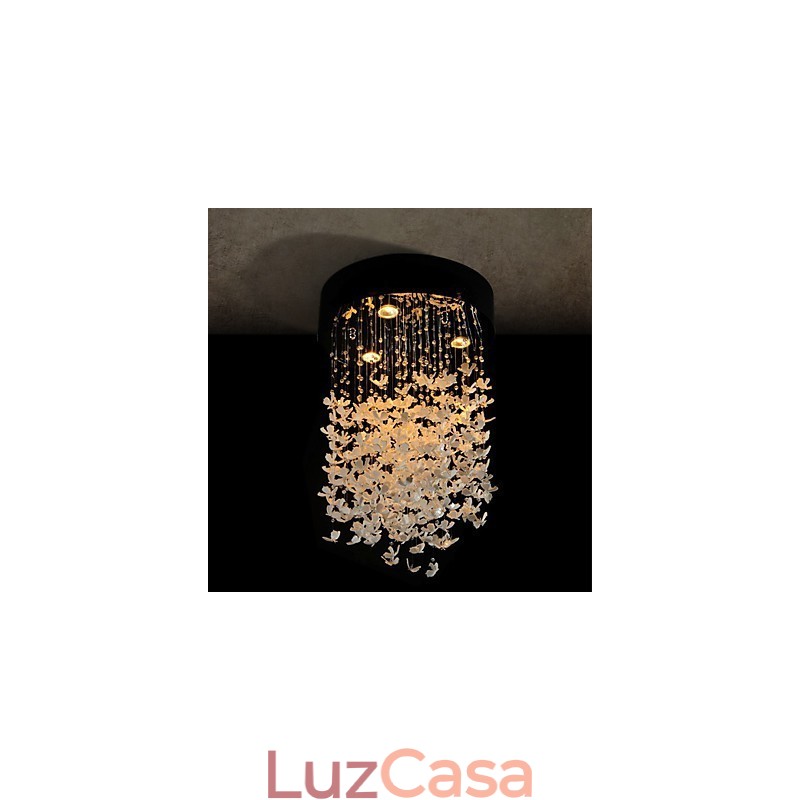 Moderno Semi Flush Mount com 3 luzes Butterfly Featured Shade