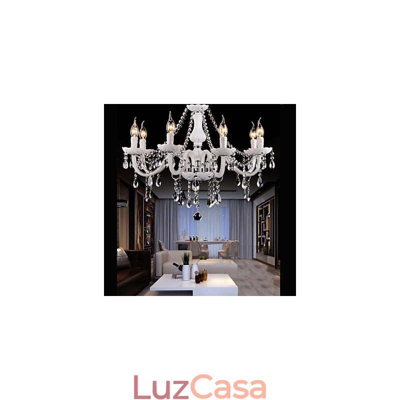 Lustre Cristal Moderno 6 Luzes Vidro Contemporâneo