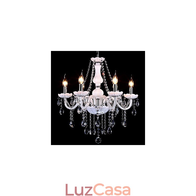 Lustre Cristal Moderno 6 Luzes Vidro Contemporâneo