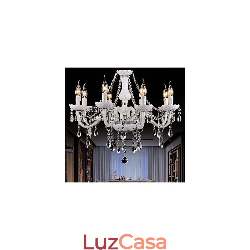Lustre Cristal Moderno 8 Luzes Vidro Contemporâneo