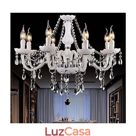 Lustre Cristal Moderno 8 Luzes Vidro Contemporâneo Lustre Cristal Moderno 8 Luzes Vidro Contemporâneo