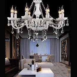 Lustre Cristal Moderno 8 Luzes Vidro Contemporâneo