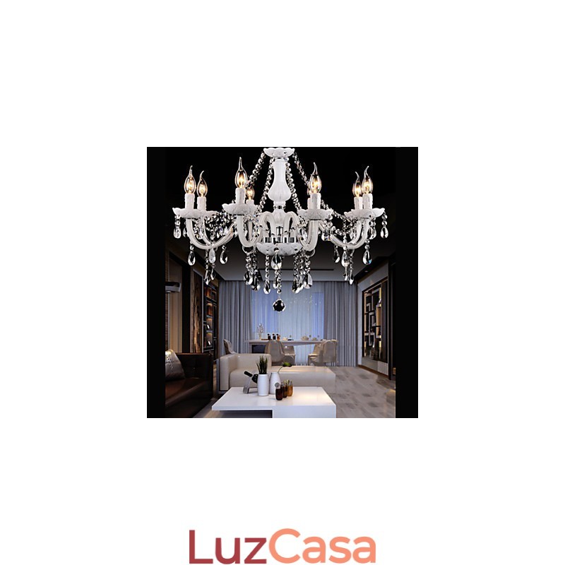 Lustre Cristal Moderno 8 Luzes Vidro Contemporâneo