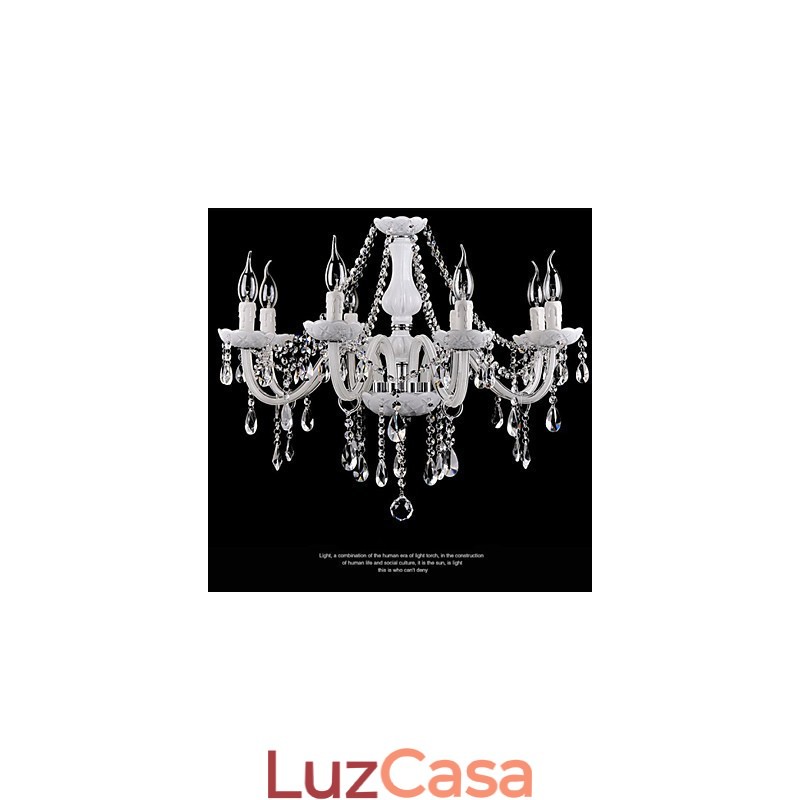 Lustre Cristal Moderno 8 Luzes Vidro Contemporâneo