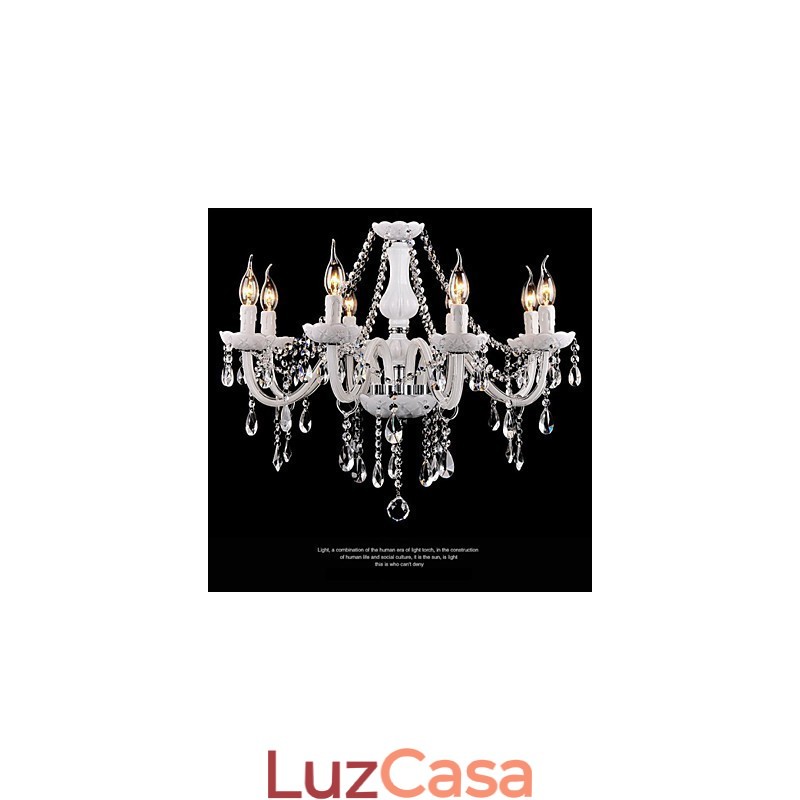 Lustre Cristal Moderno 8 Luzes Vidro Contemporâneo