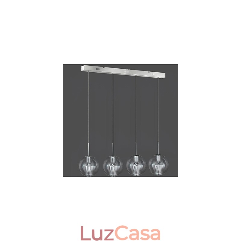 Luminária pendente moderna contemporânea tradicional clássica de metal cromado para crianças com 4 lâmpadas