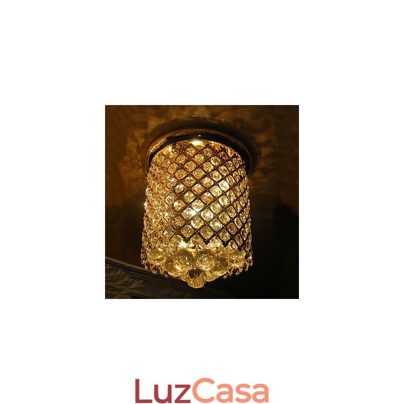 Cristal Moderno Flush Mount Dourado Acabamento em Formato Espiral