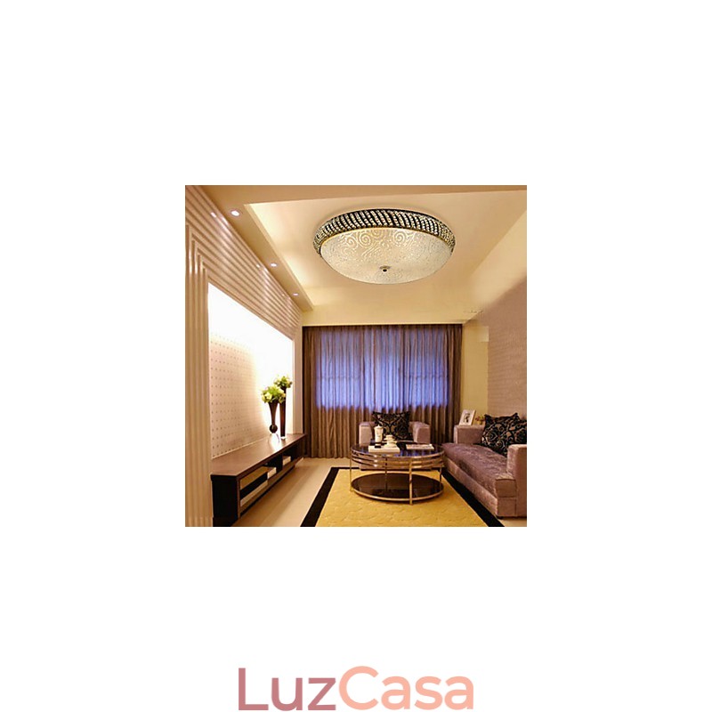 Luminária de teto luxuosa com 4 luzes em dourado