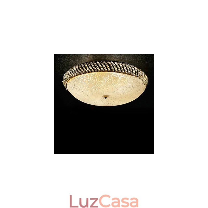 Luminária de teto luxuosa com 4 luzes em dourado