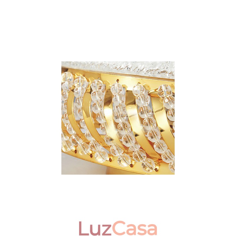 Luminária de teto luxuosa com 4 luzes em dourado