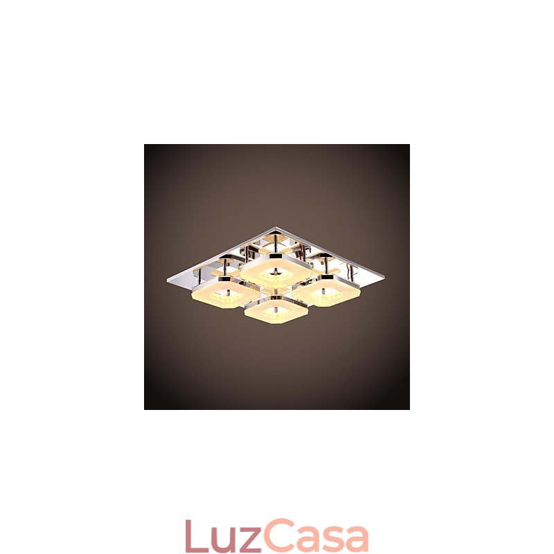 Acrílico Flush Mount 4 luzes Moderno Acrílico Galvanoplastia Aço Inoxidável