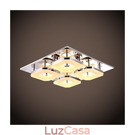 Acrílico Flush Mount 4 luzes Moderno Acrílico Galvanoplastia Aço Inoxidável Acrílico Flush Mount 4 luzes Moderno Acrílico Galvanoplastia Aço Inoxidável