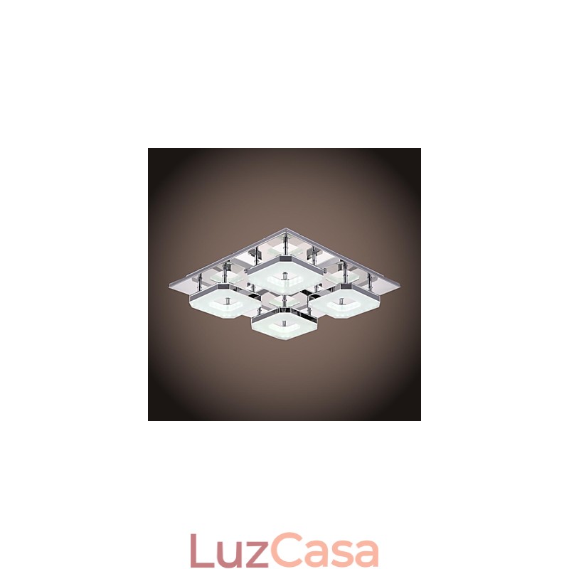 Acrílico Flush Mount 4 luzes Moderno Acrílico Galvanoplastia Aço Inoxidável