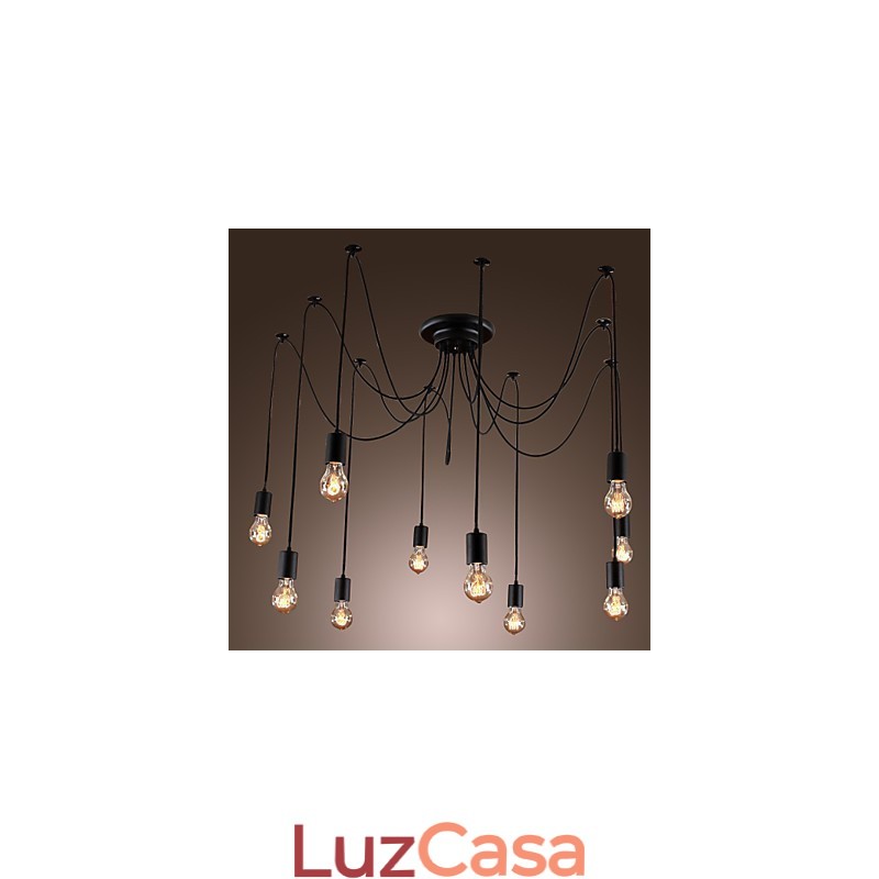 Lustre Vintage Design Lâmpadas Incluídas Living 10 Luzes Pendente Luz