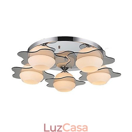 Luminária de teto moderna embutida 5 luzes contemporâneas de metal Luminária de teto moderna embutida 5 luzes contemporâneas de metal