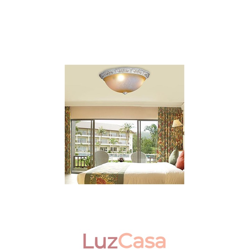 Branco Flush Mount Amarelo Claro Branco Vidro Resina Padrão Escultura Clássico Europeu