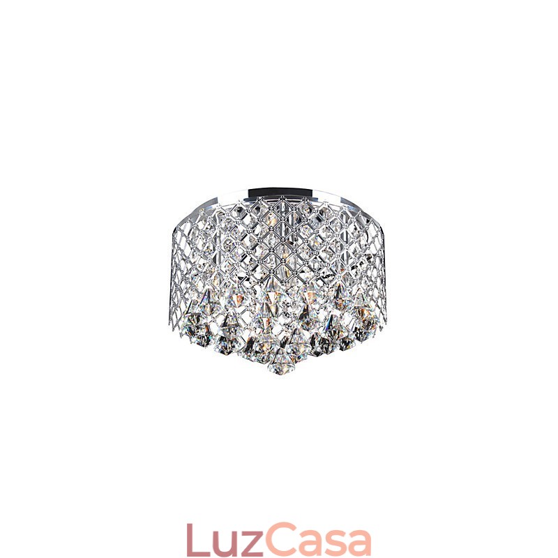 Luminária de parede embutida de cristal contemporânea com 4 luzes e cúpula de tambor de metal