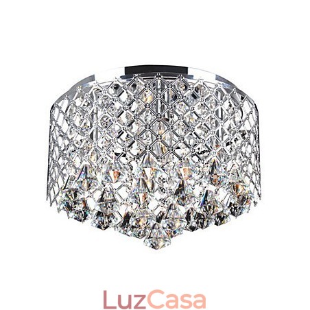 Luminária de parede embutida de cristal contemporânea com 4 luzes e cúpula de tambor de metal Luminária de parede embutida de cristal contemporânea com 4 luzes e cúpula de tambor de metal