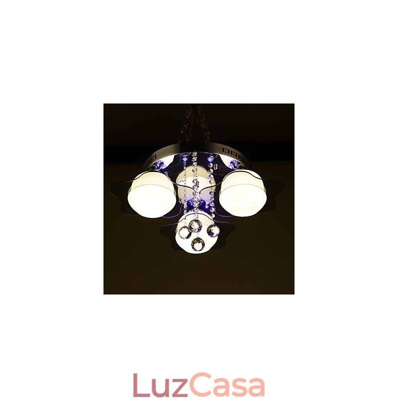 Controle remoto Flush Mount Moderno Contemporâneo 3 Luzes com Vermelho Azul
