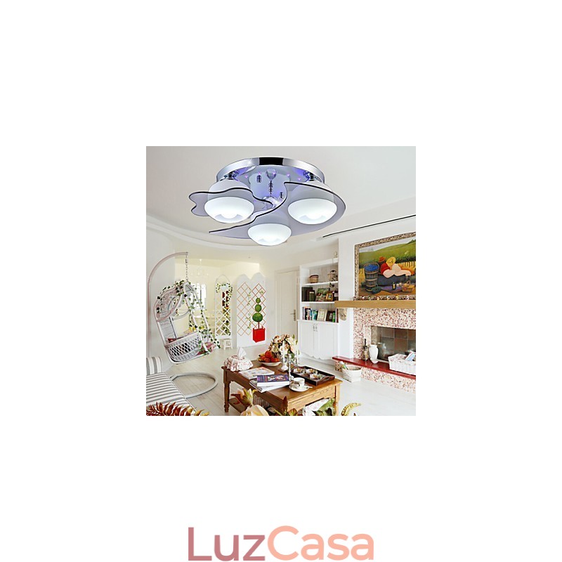 Montagem embutida 3 luzes moderno moda contraído branco aço inoxidável metal