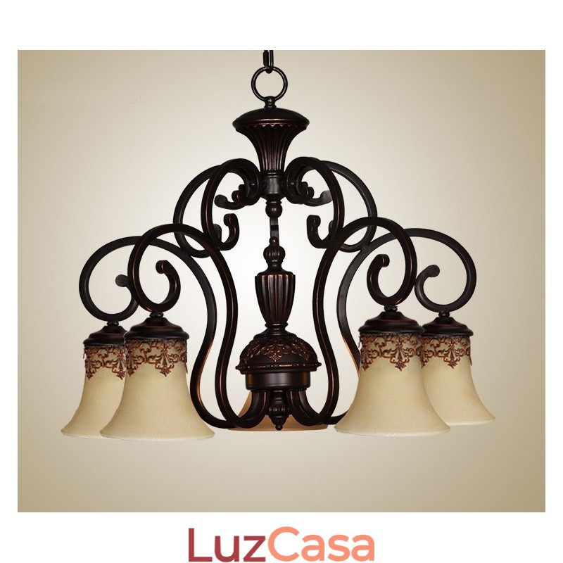 Lustre de metal com pintura de ilha rural vintage, montagem embutida