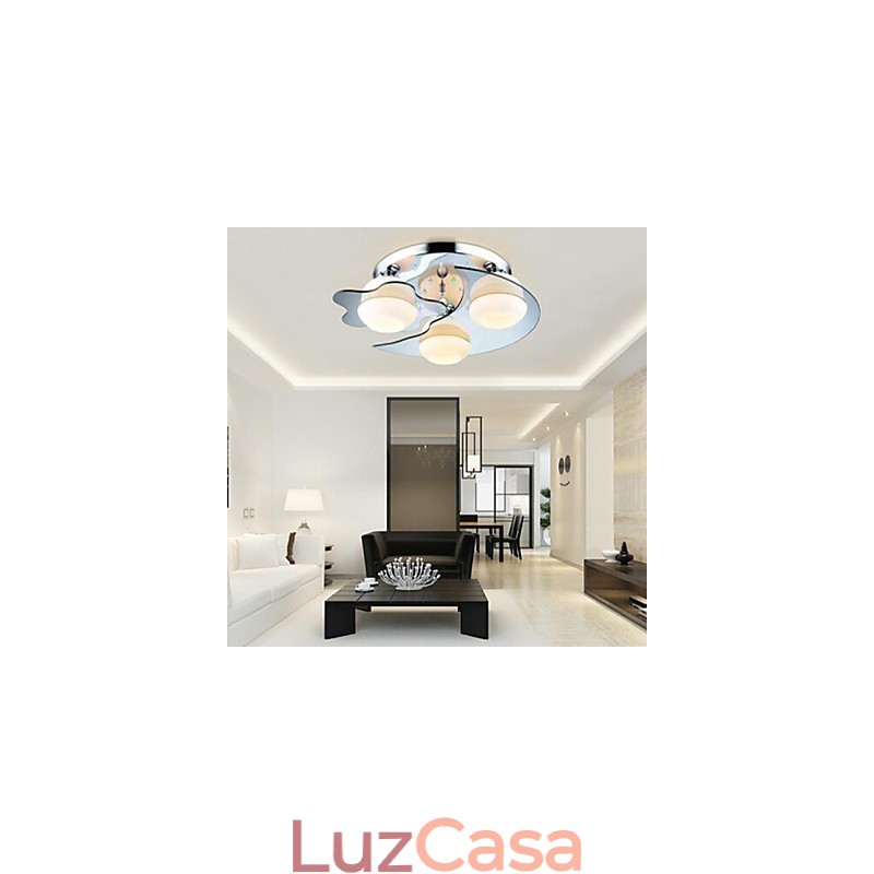 Montagem embutida 3 luzes moderno moda contraído branco aço inoxidável metal