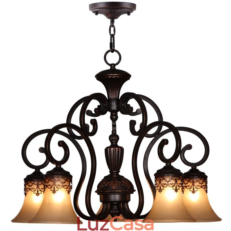 Lustre de metal com pintura de ilha rural vintage, montagem embutida