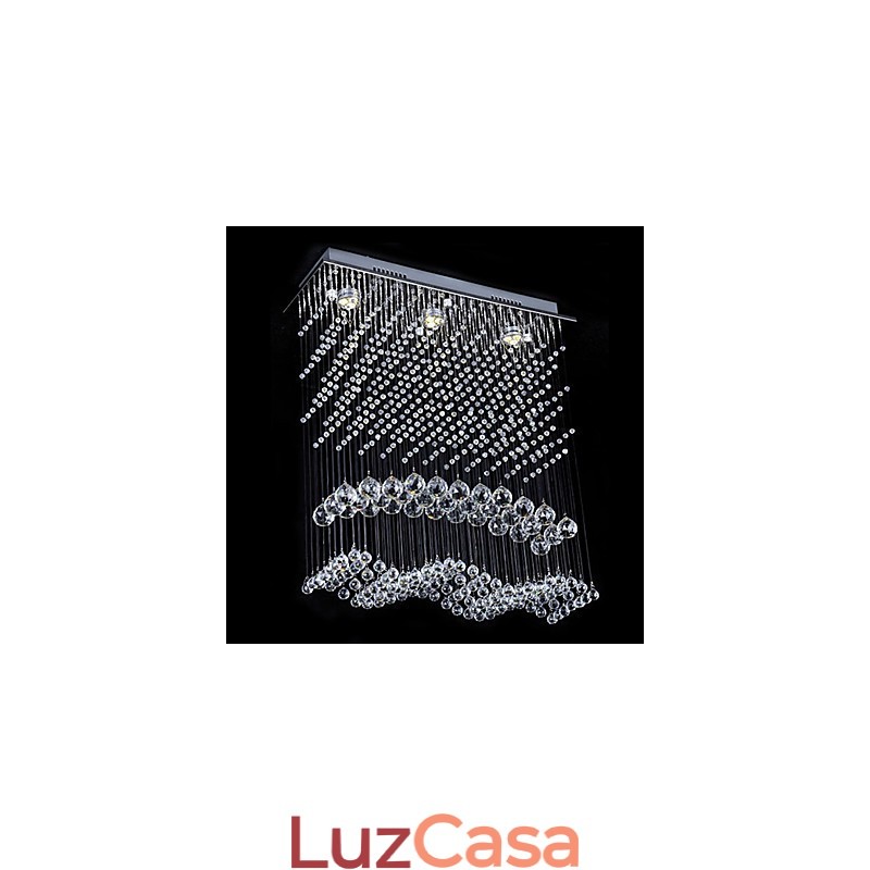 Lustre moderno contemporâneo de cristal galvanizado com montagem embutida