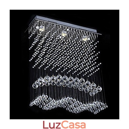Lustre moderno contemporâneo de cristal galvanizado com montagem embutida Lustre moderno contemporâneo de cristal galvanizado com montagem embutida