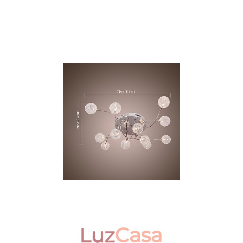 Luminária embutida de ferro G4 12 luzes com cúpulas de alumínio