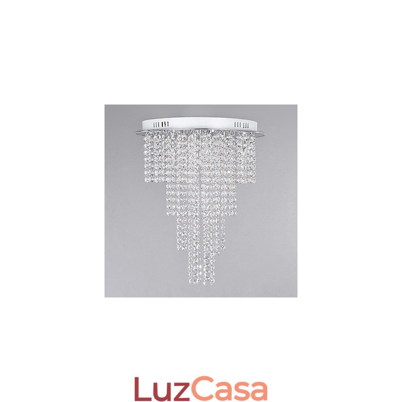 Cristal Flush Mount 8 Luzes Contemporâneas Metal Galvanoplastia