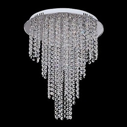Cristal Flush Mount 8 Luzes Contemporâneas Metal Galvanoplastia