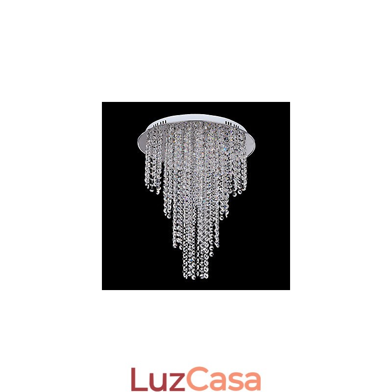 Cristal Flush Mount 8 Luzes Contemporâneas Metal Galvanoplastia