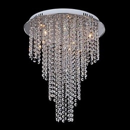 Cristal Flush Mount 8 Luzes Contemporâneas Metal Galvanoplastia