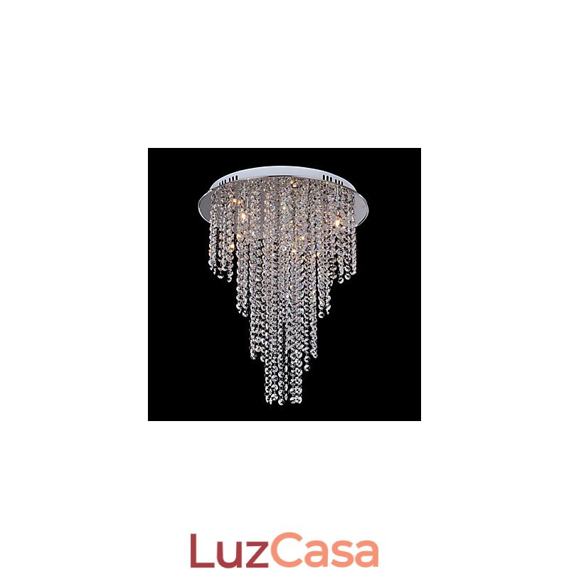 Cristal Flush Mount 8 Luzes Contemporâneas Metal Galvanoplastia