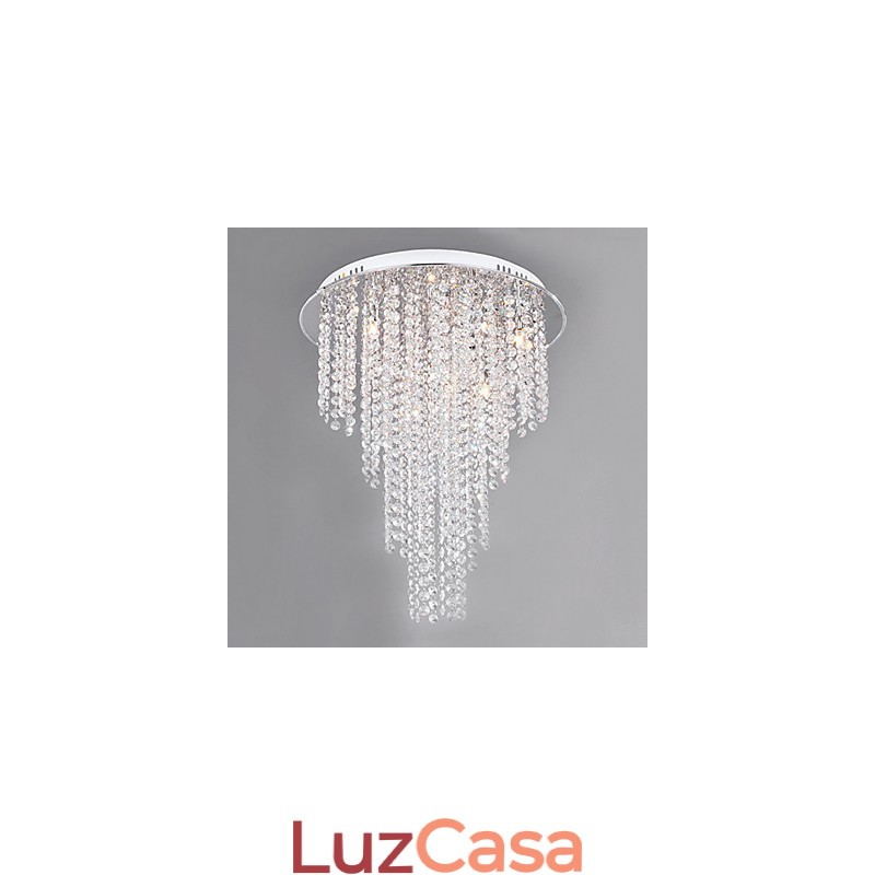 Cristal Flush Mount 8 Luzes Contemporâneas Metal Galvanoplastia