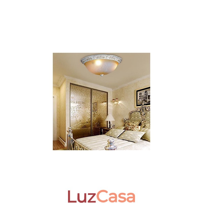 Branco Flush Mount Amarelo Claro Branco Vidro Resina Padrão Escultura Clássico Europeu