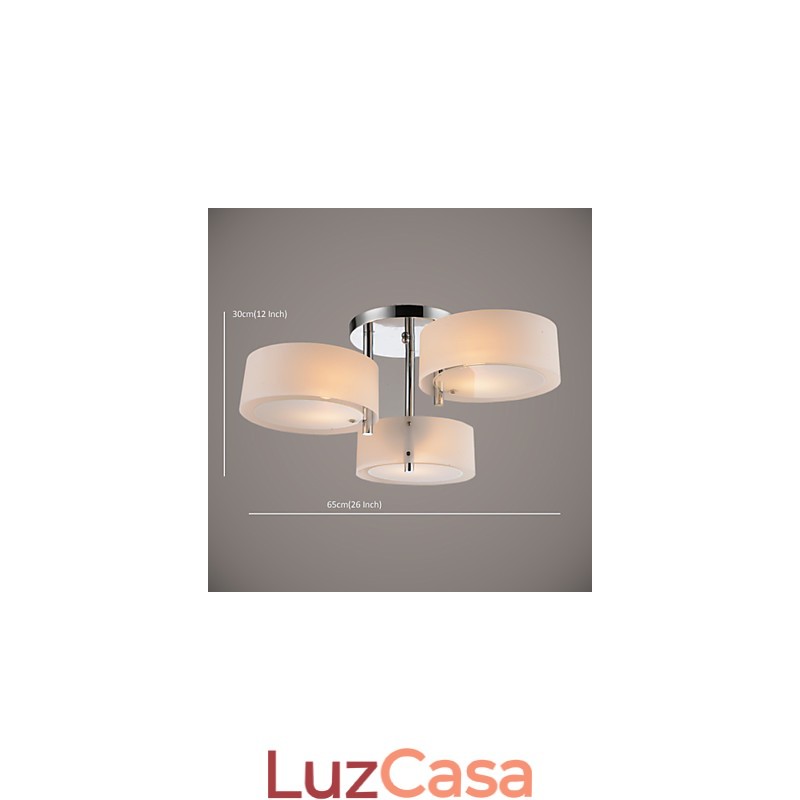 Luminária de teto moderna contemporânea embutida com 3 luzes de metal